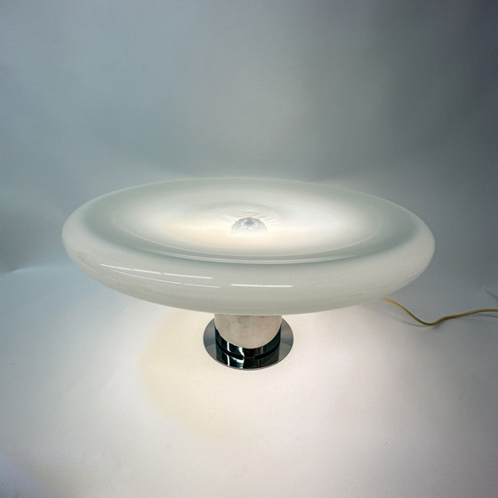 Image 1 of Große Glastischlampe UFO Space Age Italienisches Design, 1970er Jahre