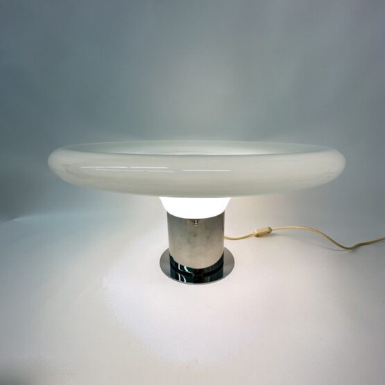 Image 1 of Große Glastischlampe UFO Space Age Italienisches Design, 1970er Jahre