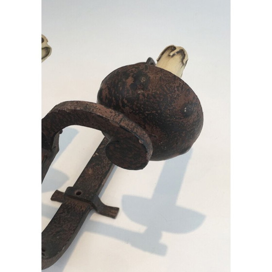 Image 1 of Satz von 3 schmiedeeisernen Wandlampen im Vintage-Stil, 1950