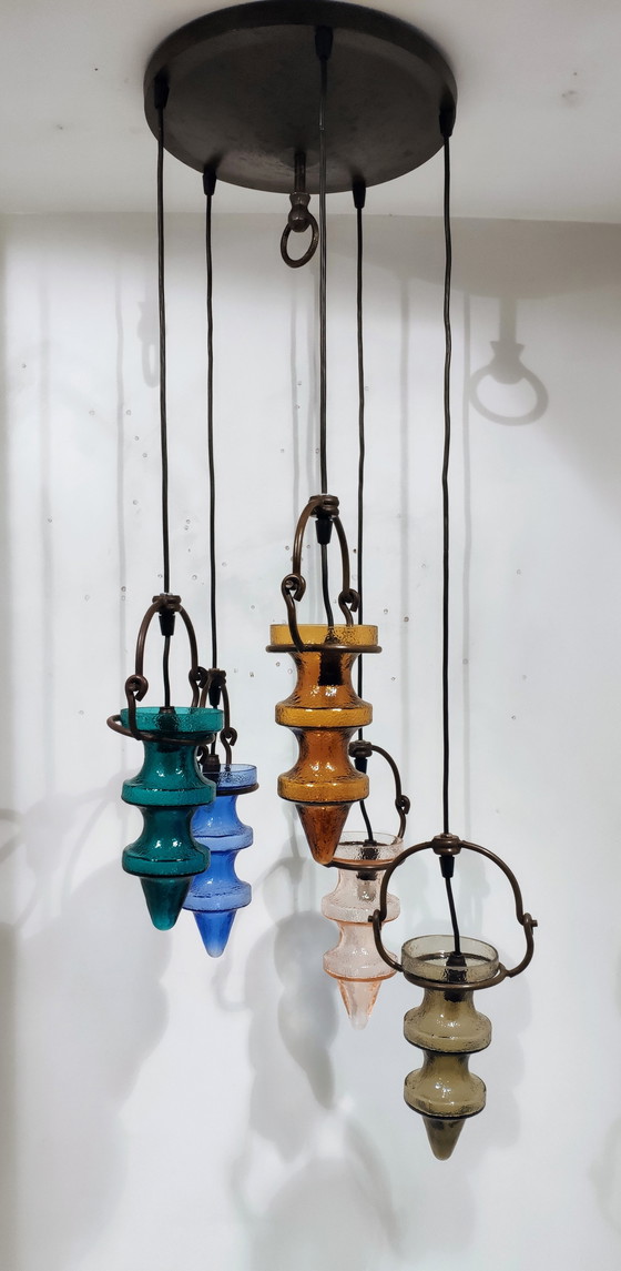 Image 1 of Massive Hängelampe von Val Saint Lambert, zugeschrieben Nanny Still McKinny