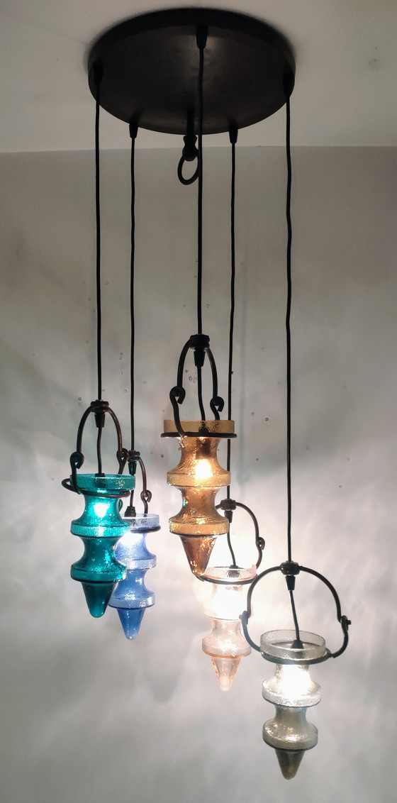 Image 1 of Massive Hängelampe von Val Saint Lambert, zugeschrieben Nanny Still McKinny