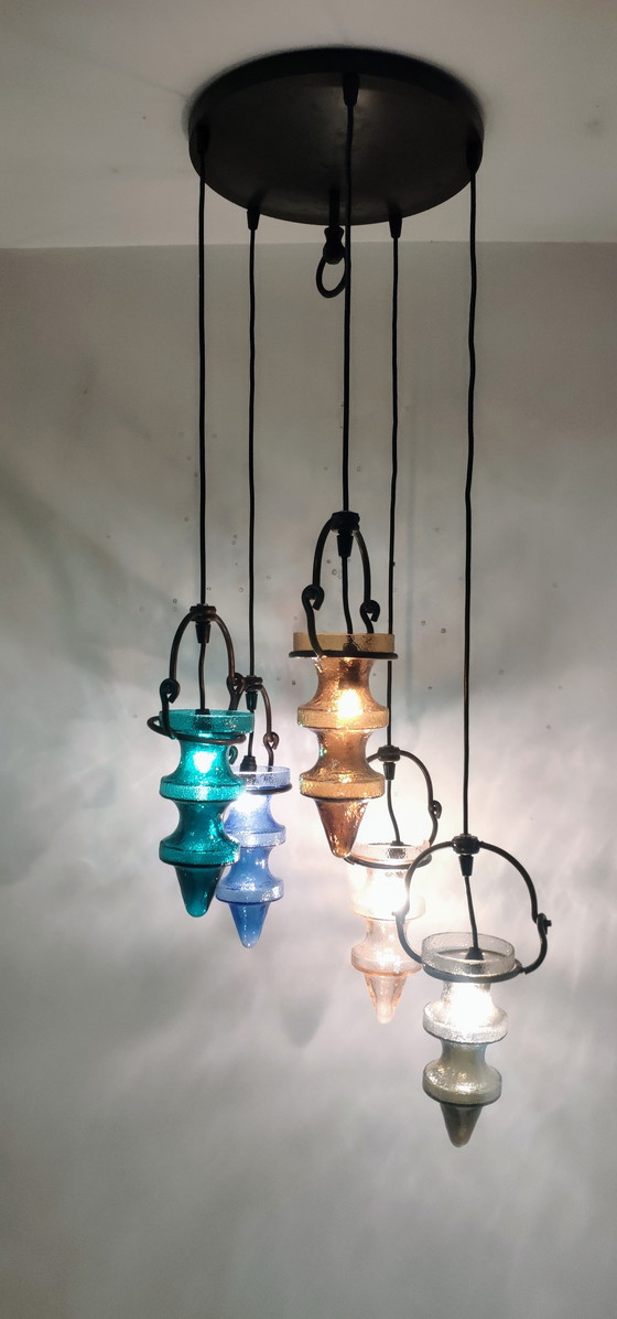 Image 1 of Massive Hängelampe von Val Saint Lambert, zugeschrieben Nanny Still McKinny