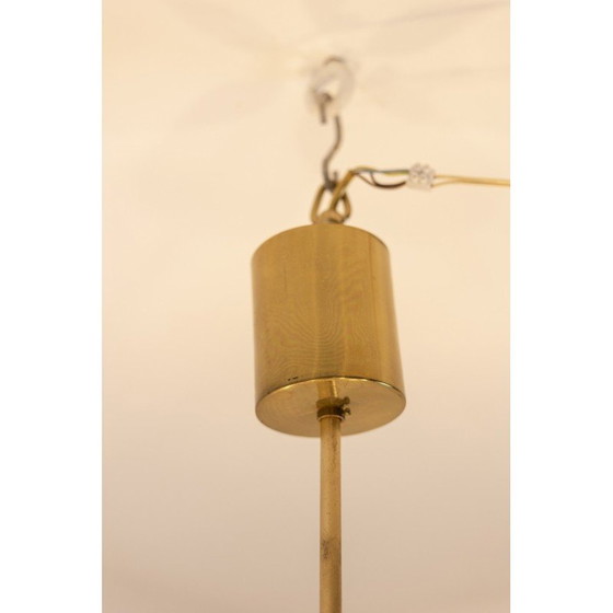 Image 1 of Vintage-Kronleuchter aus vergoldetem Messing und geblasenem Glas, 1970