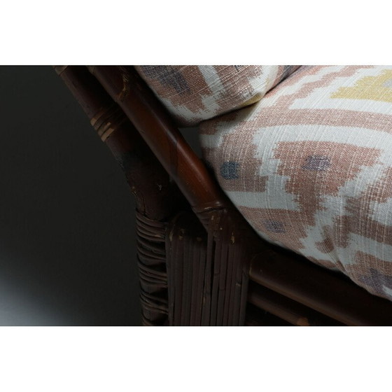 Image 1 of Paar Sessel aus Bambus mit Pierre Frey Jacquard aus den 1970er Jahren