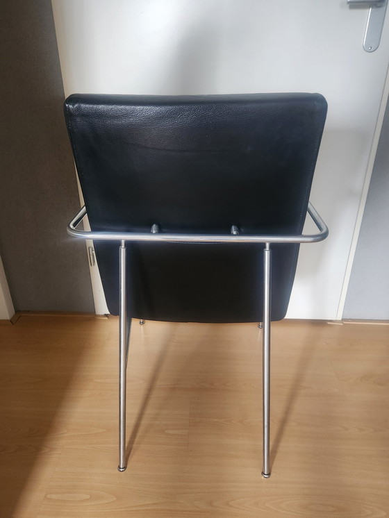 Image 1 of 4 schöne Leder Harvink Stühle mit Stahlrahmen