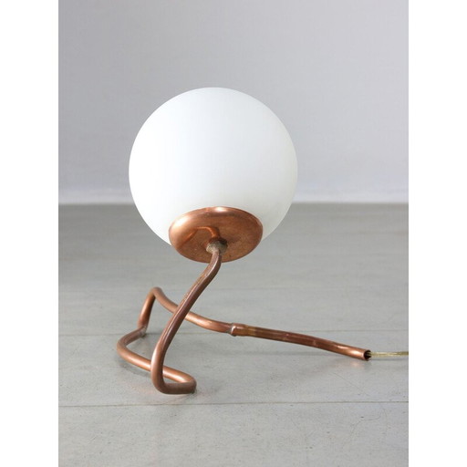 Vintage-Tischlampe aus Kupfer und Opalglas