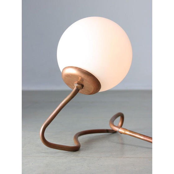 Image 1 of Vintage-Tischlampe aus Kupfer und Opalglas