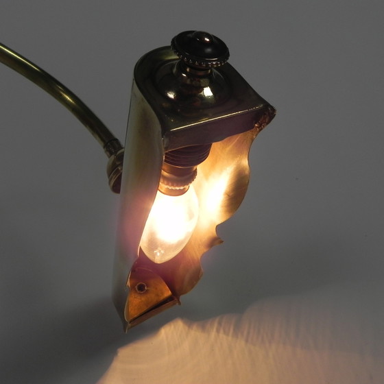 Image 1 of Schreibtischlampe aus Messing, mit drehbarem Schirm, 1930er Jahre