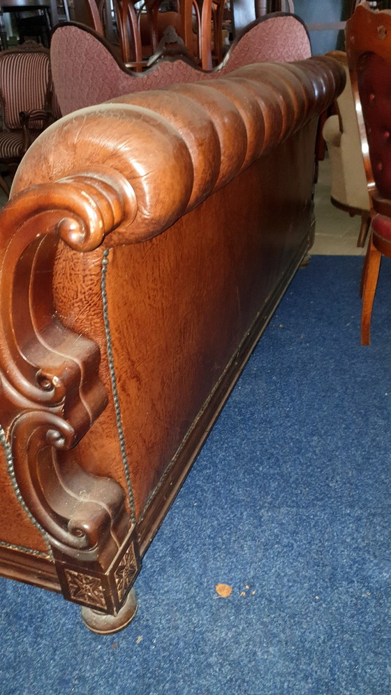 Image 1 of Retro Vintage Classic Ledersessel mit Sofa Nussbaum