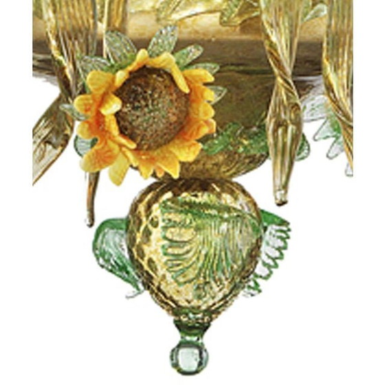 Image 1 of Zeitgenössischer venezianischer Sonnenblumen-Kronleuchter aus Muranoglas