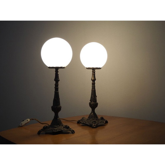 Image 1 of Paar Vintage-Tischlampen aus Metall und Glas
