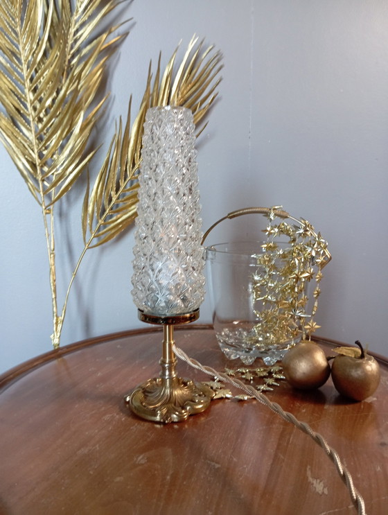 Image 1 of Retro Chic Stehleuchte Bronze Und Spindelglas Diamantspitze