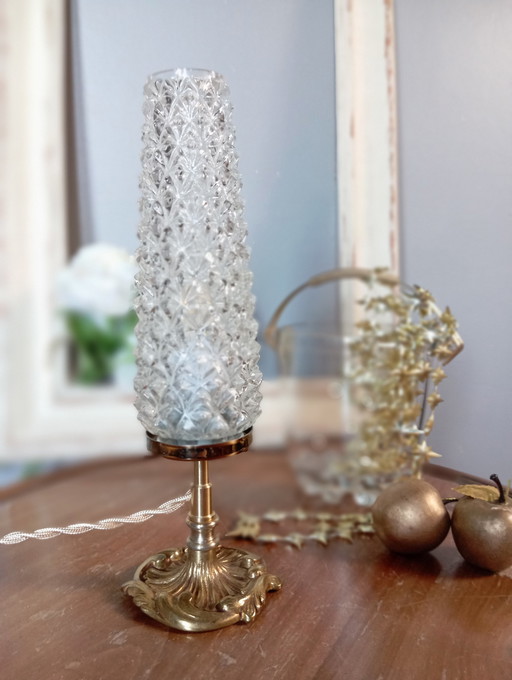 Retro Chic Stehleuchte Bronze Und Spindelglas Diamantspitze