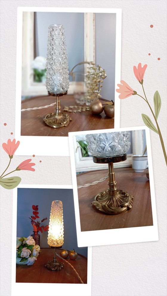 Image 1 of Retro Chic Stehleuchte Bronze Und Spindelglas Diamantspitze