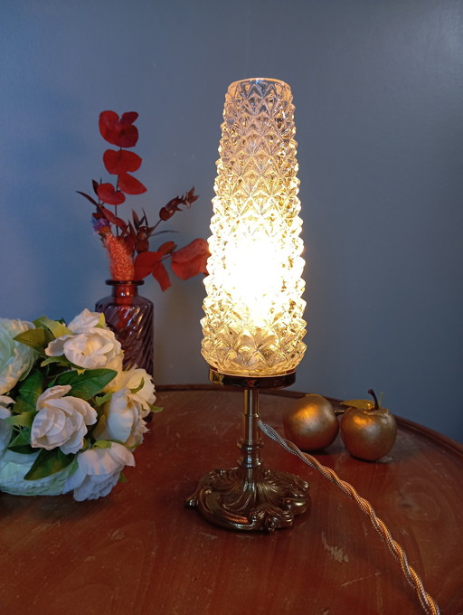 Retro Chic Stehleuchte Bronze Und Spindelglas Diamantspitze