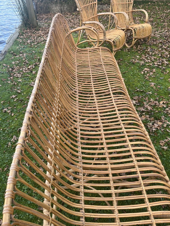 Image 1 of Belgische Bank. Niederländisches Design Rattan-Set