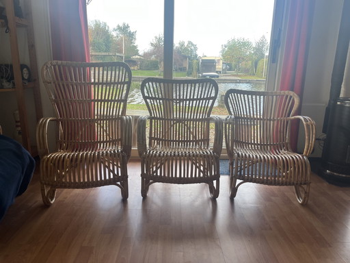 Belgische Bank. Niederländisches Design Rattan-Set