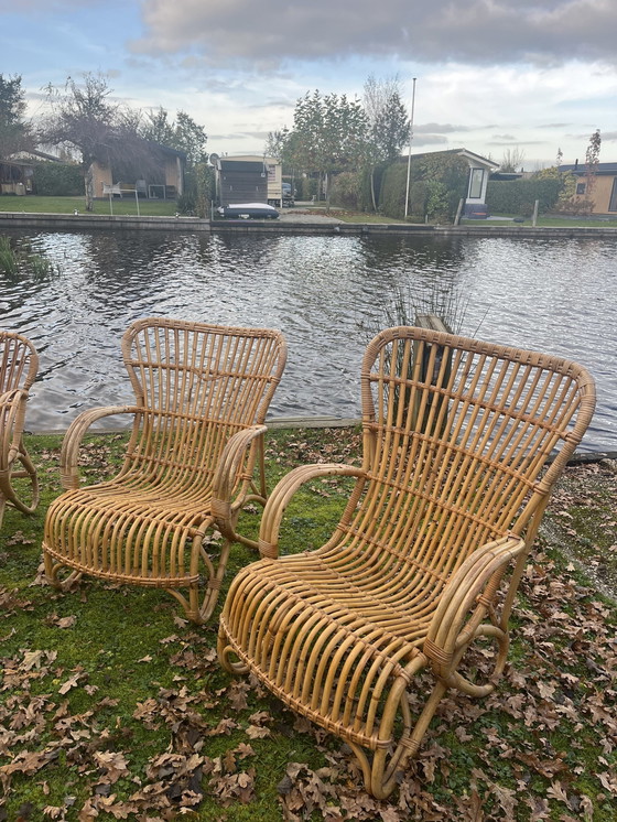 Image 1 of Belgische Bank. Niederländisches Design Rattan-Set