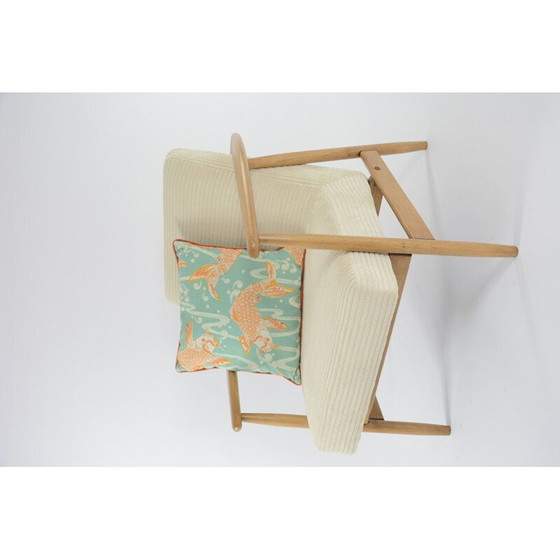 Image 1 of Vintage Sessel Z Elfenbein Kord 1960s