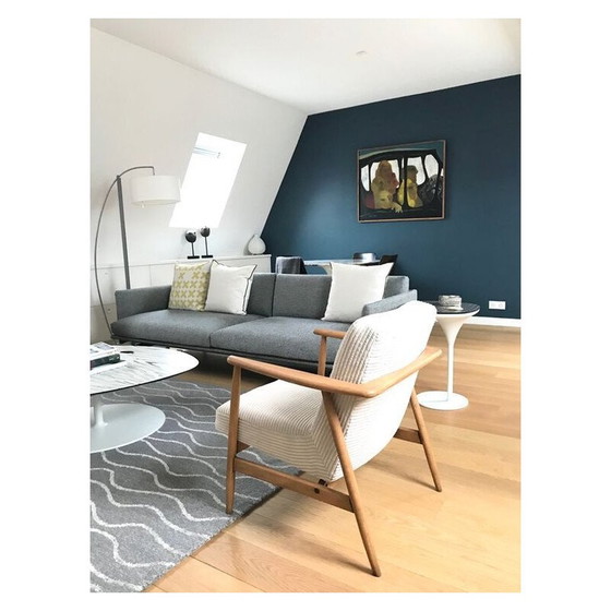 Image 1 of Vintage Sessel Z Elfenbein Kord 1960s