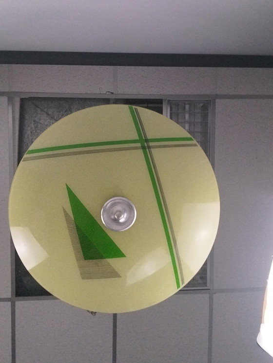 Image 1 of  1 X Grünglas-Deckenleuchte 1960'S Tschechisch 60Cm