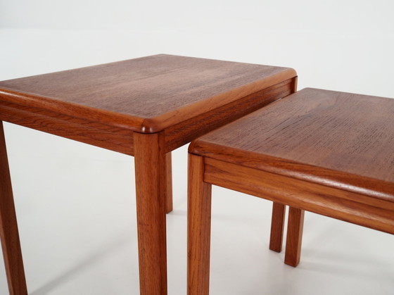 Image 1 of Satz von drei Tischen aus Teakholz, dänisches Design, 1970er Jahre, Produktion: Dänemark