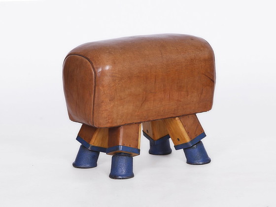 Image 1 of Gymnastik Vintage Leder Hocker Bank 1930Er Jahre