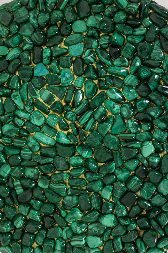 Image 1 of Guéridon Aus Malachit Und Vergoldetem Metall. Zeitgenössische Arbeit.