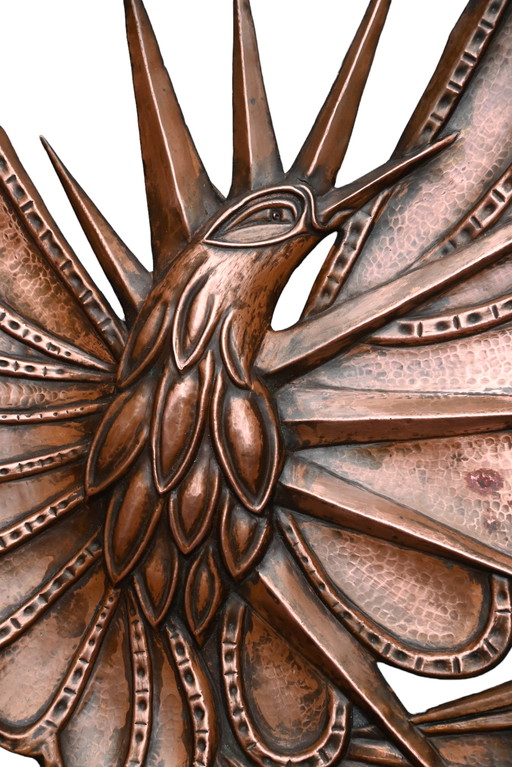 Handgefertigte Relief-Wanddekoration aus Kupfer aus der Zeit des Jugendstil