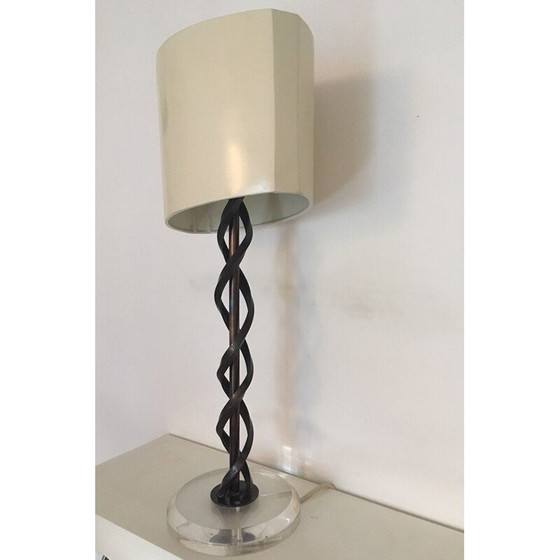 Image 1 of Skulpturale Vintage-Tischleuchte "DNA" aus Metall und Plexiglas, Frankreich 1980
