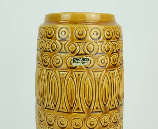 scheurich mid century VASE 1960er Jahre Dekor hellas ocker glasiert Modell 264-30