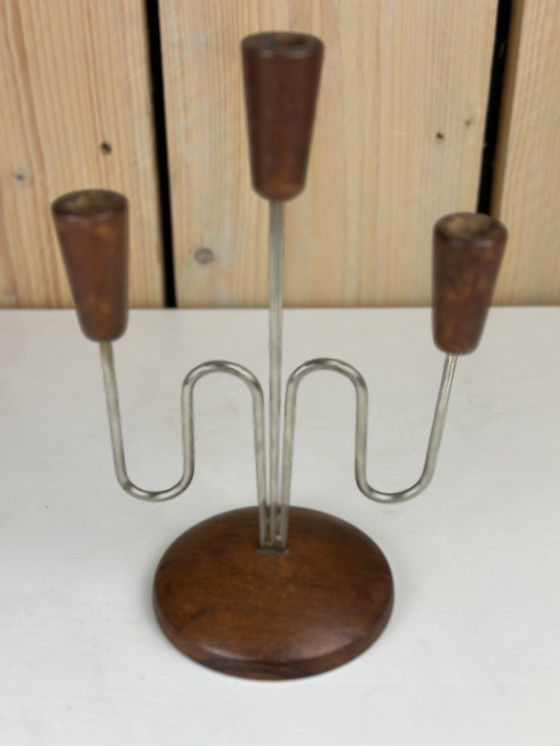 Image 1 of Dänisches Design Teak-Kerzenleuchter