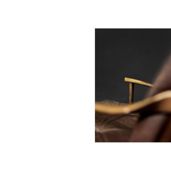 Image 1 of Vintage Dänischer Sessel aus Buchenholz und braunem Leder von Farstrup Møbler, 1970er