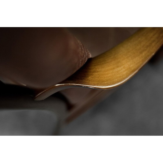 Image 1 of Vintage Dänischer Sessel aus Buchenholz und braunem Leder von Farstrup Møbler, 1970er