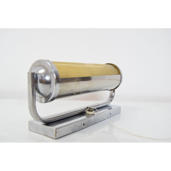 Image 1 of Klassische Art-Deco-Wandleuchte aus Kunstglas und Chrom, Tschechoslowakei 1930