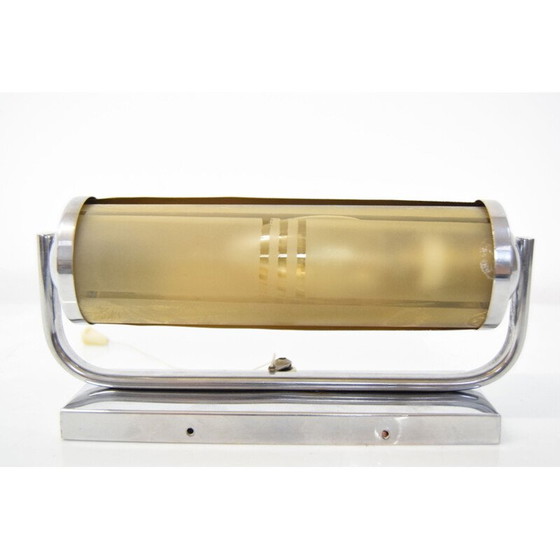 Image 1 of Klassische Art-Deco-Wandleuchte aus Kunstglas und Chrom, Tschechoslowakei 1930