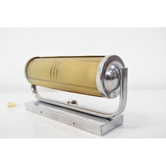 Image 1 of Klassische Art-Deco-Wandleuchte aus Kunstglas und Chrom, Tschechoslowakei 1930