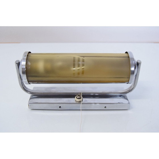 Image 1 of Klassische Art-Deco-Wandleuchte aus Kunstglas und Chrom, Tschechoslowakei 1930