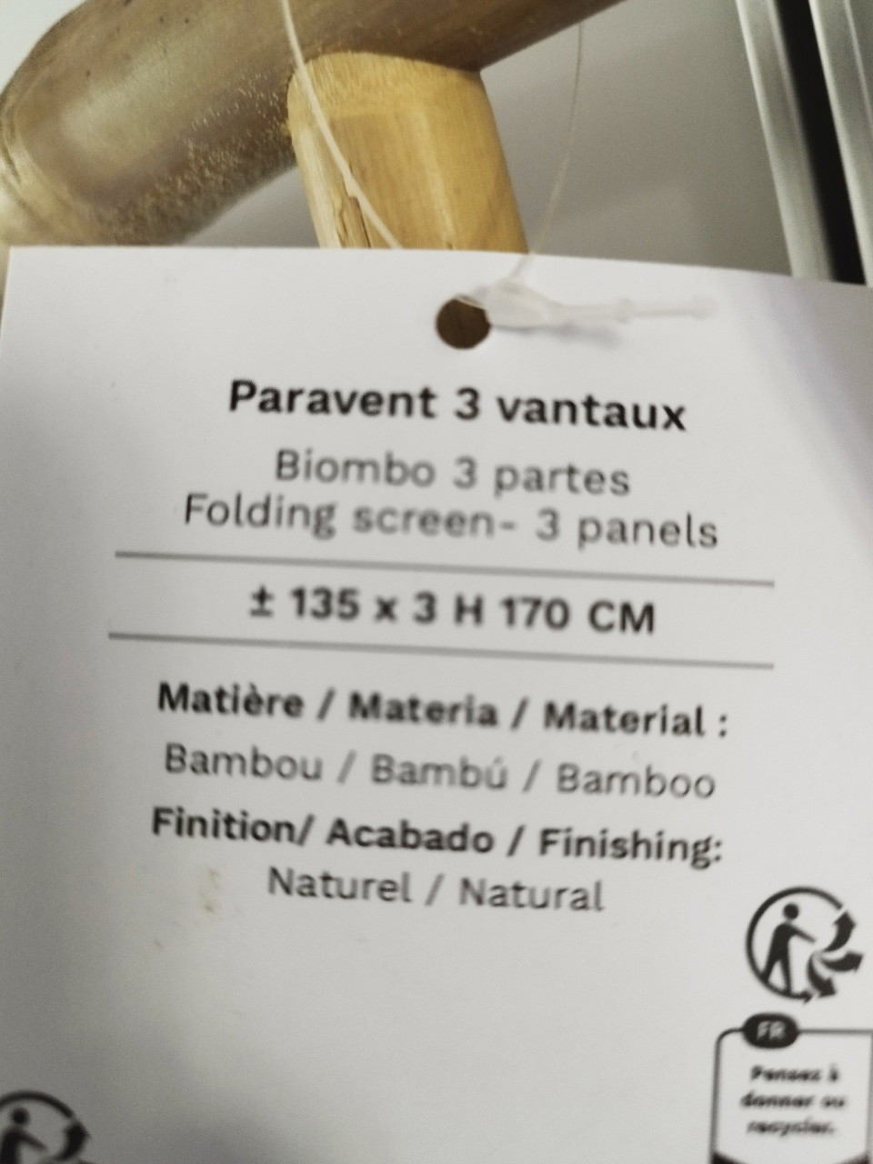Paravent Neu aus Bambus 135 x 170 | 120 | Whoppah
