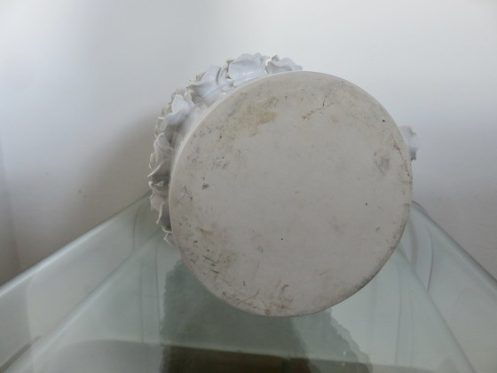 Image 1 of Weiße Barbotine-Keramikvase, Italien, 80er Jahre