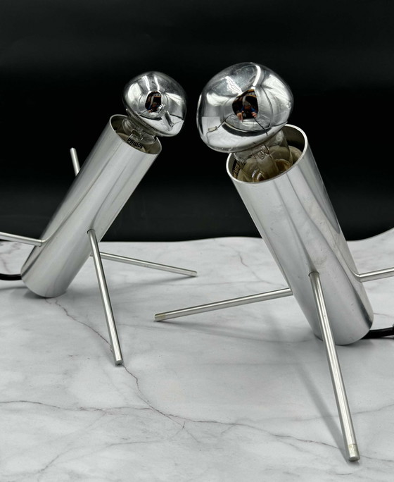 Image 1 of 🔍 Vorheriges Nächstes 2er-Set Tischlampen "Cricket" (Modell R-60) von Otto Wasch (Raak Amsterdam)