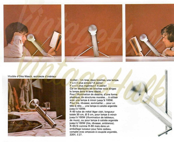 Image 1 of 🔍 Vorheriges Nächstes 2er-Set Tischlampen "Cricket" (Modell R-60) von Otto Wasch (Raak Amsterdam)