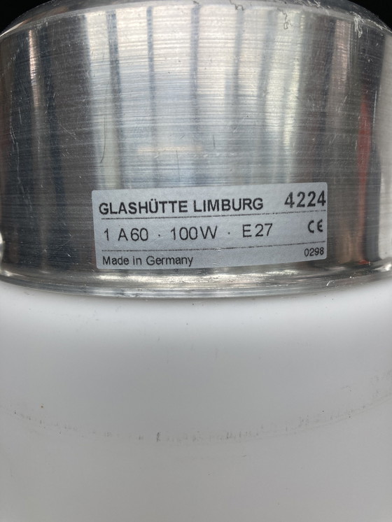 Image 1 of 2 Hängeleuchten Jahr 80 Weißes Glas Und Metall