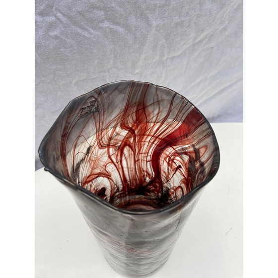 Image 1 of Rote und blaue Schneckenvase von Serge Mansau für Murano, 1992