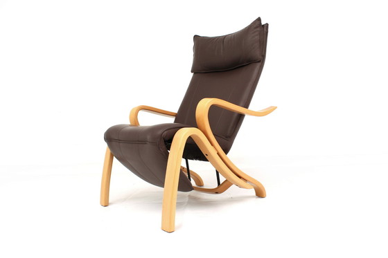 Image 1 of Scandinavian Westnofa Grasshopper Relax / Lounge Chair / Sessel with leather