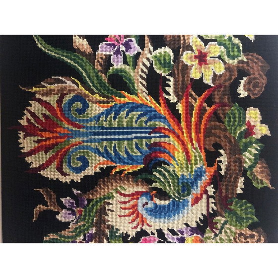 Image 1 of Gerahmter alter Hahn-Wandteppich, 1970