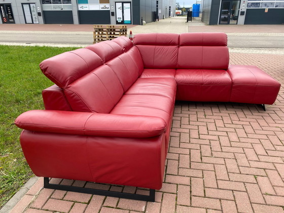 Image 1 of Zgan Rot Echtleder Ecksofa