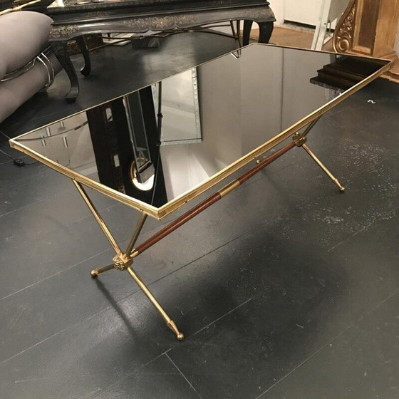 Image 1 of Vintage Couchtisch aus Messing und Opalin von Raphaël Raffel, 1960