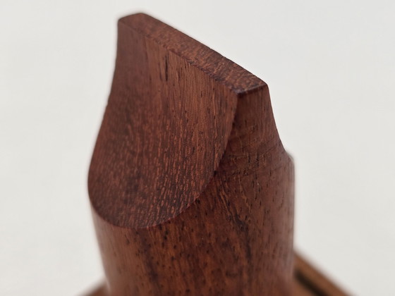 Image 1 of Egg Holder Set - Set von 6 Edelstahl-Eierkappen auf Holzhalter - Edelstahl, Holz - Vintage Design