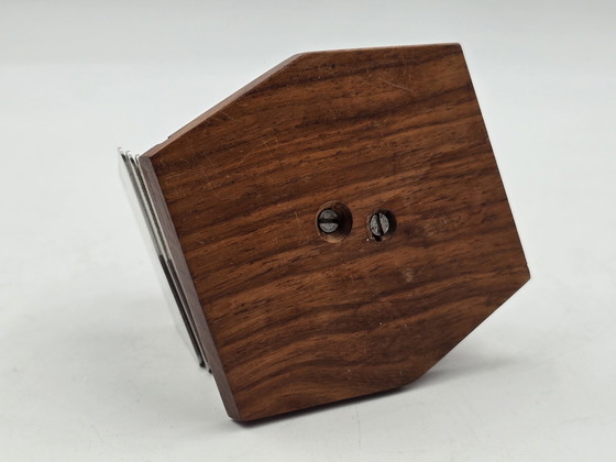 Image 1 of Egg Holder Set - Set von 6 Edelstahl-Eierkappen auf Holzhalter - Edelstahl, Holz - Vintage Design